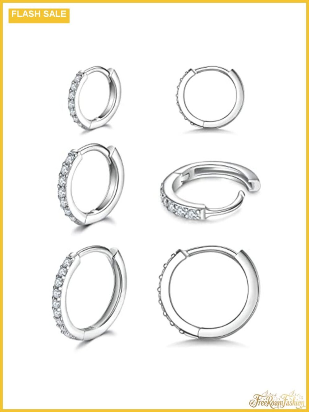 3 Pairs 925 Sterling Silver Small Hoop Earrings for Women Men